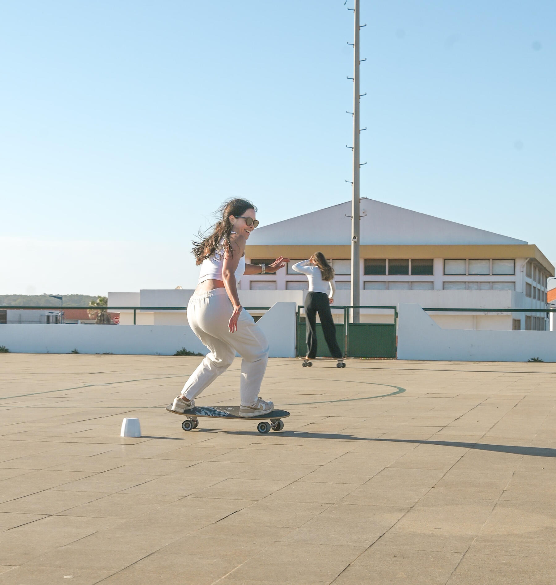 Surf-skate training is part of the surf coaching session